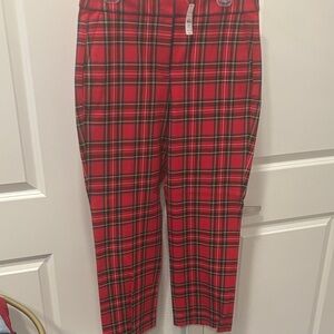 NWT J.Crew Red Plaid Tapered Pants